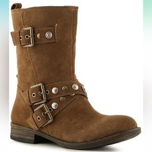 CROWN VINTAGE Bobbie Leather Suede Mid Calf Brown Boots. Size 7.5